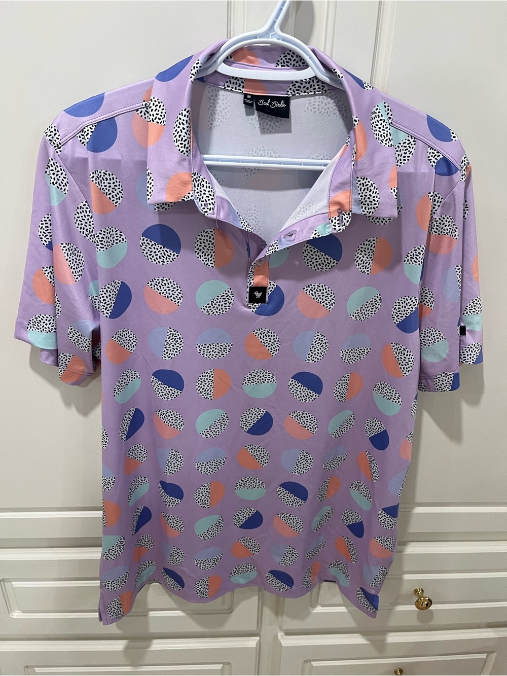 Bad Birdie Bold Lilac Geo Print Gold Shirt - Men